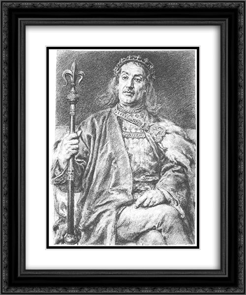 Wladyslaw III Laskonogi 20x24 Black Ornate Wood Framed Art Print Poster with Double Matting by Matejko, Jan