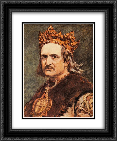 Wladyslaw Jagiello 20x24 Black Ornate Wood Framed Art Print Poster with Double Matting by Matejko, Jan