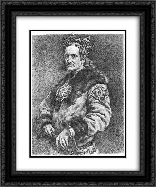 Wladyslaw Jagiello 20x24 Black Ornate Wood Framed Art Print Poster with Double Matting by Matejko, Jan