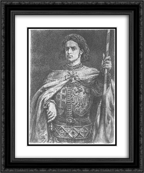 Wladyslaw of Varna 20x24 Black Ornate Wood Framed Art Print Poster with Double Matting by Matejko, Jan