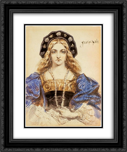 young woman 20x24 Black Ornate Wood Framed Art Print Poster with Double Matting by Matejko, Jan