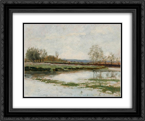 Landscape 24x20 Black Ornate Wood Framed Art Print Poster with Double Matting by Maufra, Maxime