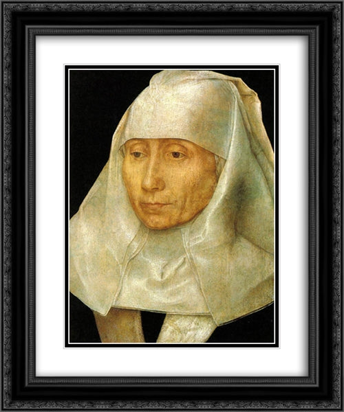 Portrait of an Old Woman 20x24 Black Ornate Wood Framed Art Print Poster with Double Matting by Memling, Hans