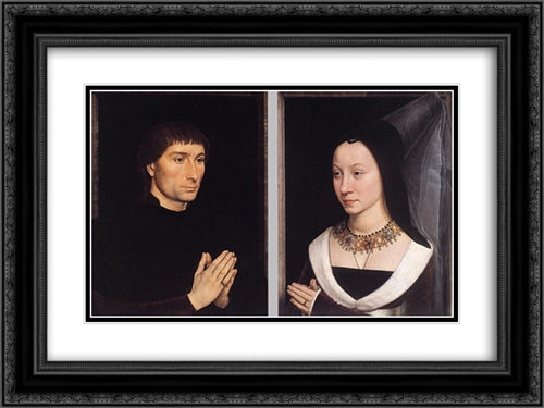 Tommaso Portinari and his Wife 24x18 Black Ornate Wood Framed Art Print Poster with Double Matting by Memling, Hans