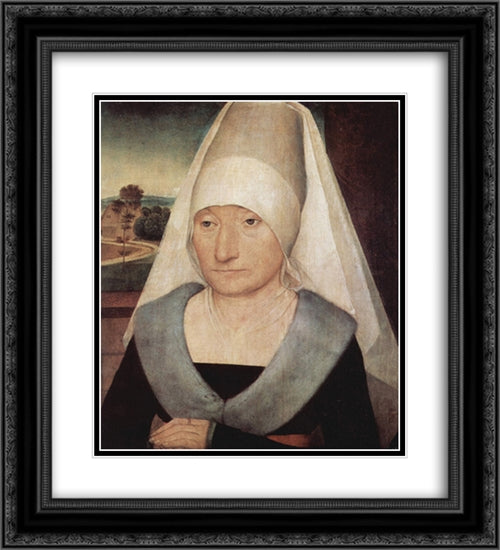 Portrait of an old woman 20x22 Black Ornate Wood Framed Art Print Poster with Double Matting by Memling, Hans