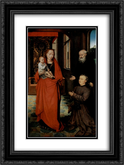 Virgin and Child with St. Anthony the Abbot and a Donor 18x24 Black Ornate Wood Framed Art Print Poster with Double Matting by Memling, Hans