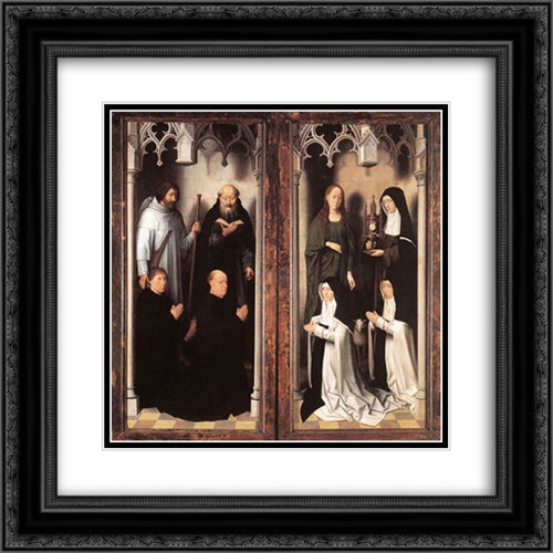 St. John Altarpiece 20x20 Black Ornate Wood Framed Art Print Poster with Double Matting by Memling, Hans