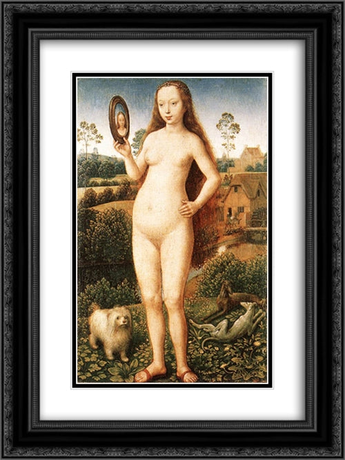 Vanity, central panel from the Triptych of Earthly Vanity and Divine Salvation 18x24 Black Ornate Wood Framed Art Print Poster with Double Matting by Memling, Hans