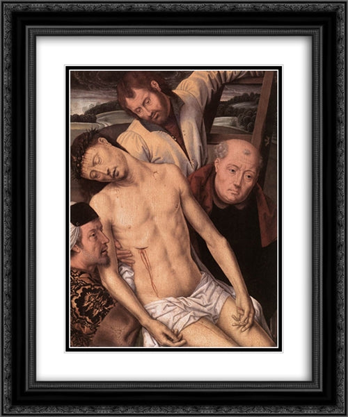 Deposition (left wing of a diptych) 20x24 Black Ornate Wood Framed Art Print Poster with Double Matting by Memling, Hans