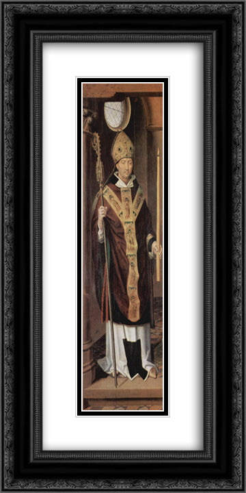 Altar triptych from the Lubeck Cathedral (detail) 12x24 Black Ornate Wood Framed Art Print Poster with Double Matting by Memling, Hans