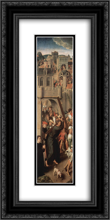 Altar triptych from the Lubeck Cathedral (detail) 12x24 Black Ornate Wood Framed Art Print Poster with Double Matting by Memling, Hans