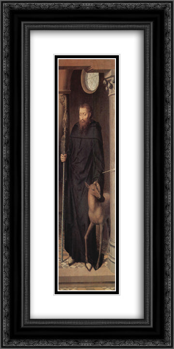 Altar triptych from the Lubeck Cathedral (detail) 12x24 Black Ornate Wood Framed Art Print Poster with Double Matting by Memling, Hans