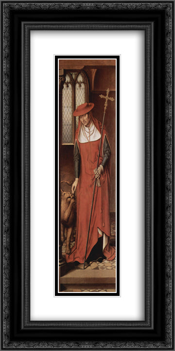 Altar triptych from the Lubeck Cathedral (detail) 12x24 Black Ornate Wood Framed Art Print Poster with Double Matting by Memling, Hans