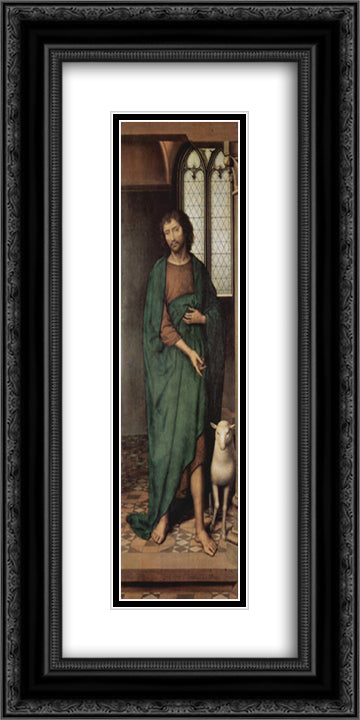 Altar triptych from the Lubeck Cathedral (detail) 12x24 Black Ornate Wood Framed Art Print Poster with Double Matting by Memling, Hans