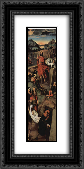 Altar triptych from the Lubeck Cathedral (detail) 12x24 Black Ornate Wood Framed Art Print Poster with Double Matting by Memling, Hans