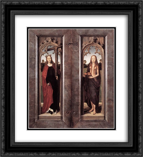 Triptych of Adriaan Reins closed 20x22 Black Ornate Wood Framed Art Print Poster with Double Matting by Memling, Hans