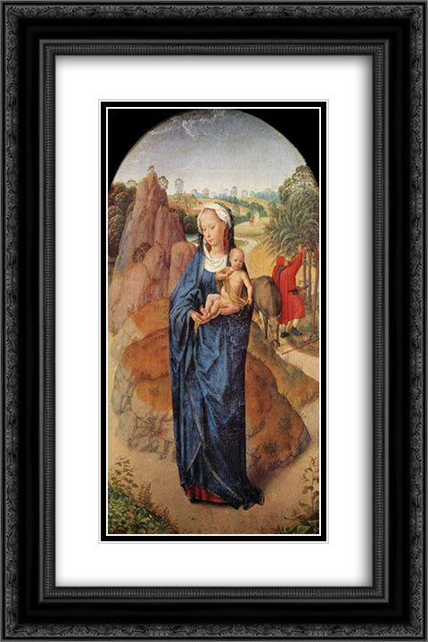 Virgin and Child in a Landscape 16x24 Black Ornate Wood Framed Art Print Poster with Double Matting by Memling, Hans