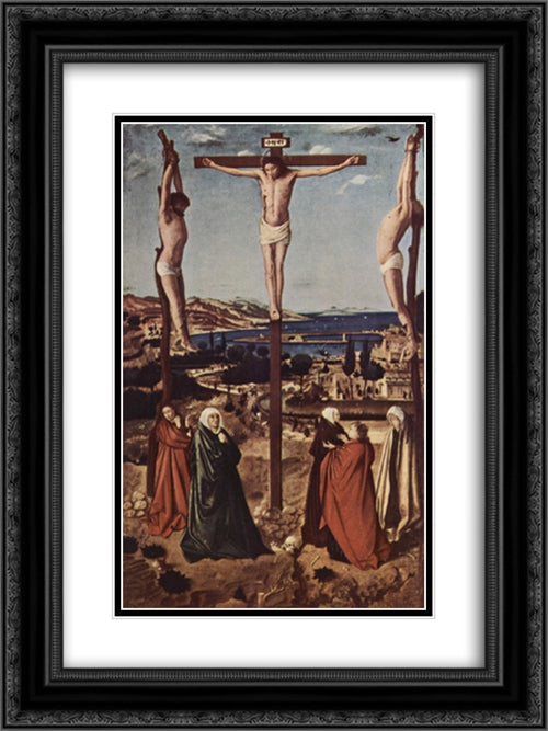 Crucifixion 18x24 Black Ornate Wood Framed Art Print Poster with Double Matting by Messina, Antonello da