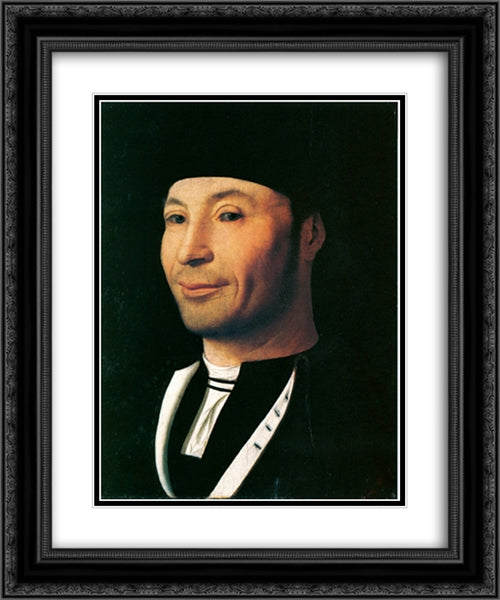 Portrait of a Man 20x24 Black Ornate Wood Framed Art Print Poster with Double Matting by Messina, Antonello da