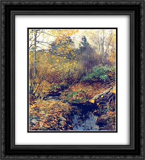 Landscape 20x22 Black Ornate Wood Framed Art Print Poster with Double Matting by Metcalf, Willard