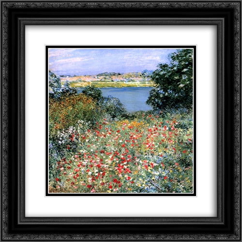 Poppy Garden 20x20 Black Ornate Wood Framed Art Print Poster with Double Matting by Metcalf, Willard