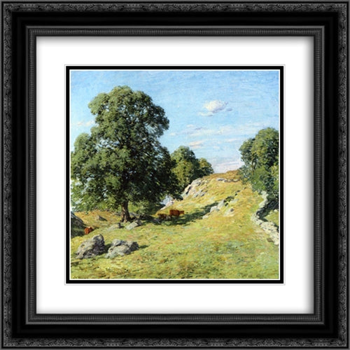 Pasture, Old Lyme 20x20 Black Ornate Wood Framed Art Print Poster with Double Matting by Metcalf, Willard
