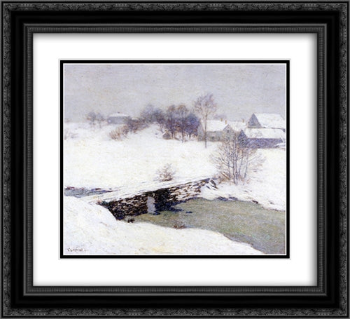 The White Mantle 22x20 Black Ornate Wood Framed Art Print Poster with Double Matting by Metcalf, Willard