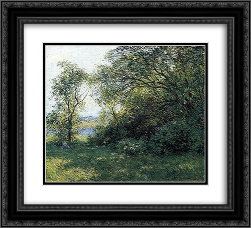 The Bower 22x20 Black Ornate Wood Framed Art Print Poster with Double Matting by Metcalf, Willard
