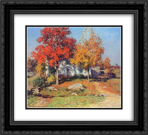 October 22x20 Black Ornate Wood Framed Art Print Poster with Double Matting by Metcalf, Willard