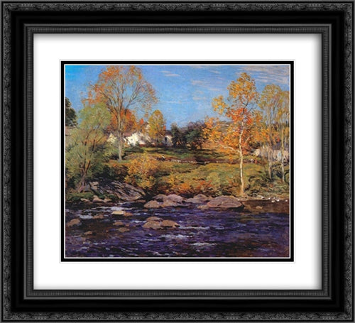 October Morning (no 1) 22x20 Black Ornate Wood Framed Art Print Poster with Double Matting by Metcalf, Willard