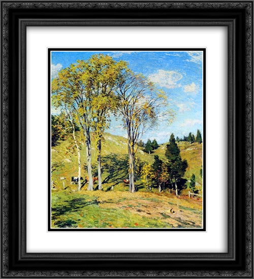 September 20x22 Black Ornate Wood Framed Art Print Poster with Double Matting by Metcalf, Willard