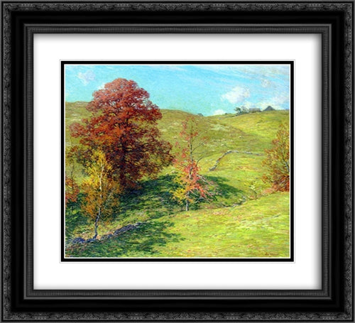 The Red Oak (no.2) 22x20 Black Ornate Wood Framed Art Print Poster with Double Matting by Metcalf, Willard