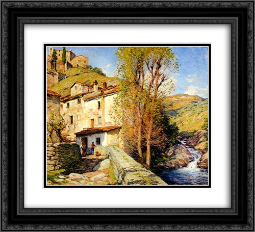 Old Mill, Pelago, Italy 22x20 Black Ornate Wood Framed Art Print Poster with Double Matting by Metcalf, Willard