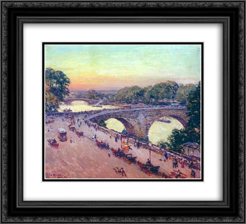 Pont Royal 22x20 Black Ornate Wood Framed Art Print Poster with Double Matting by Metcalf, Willard