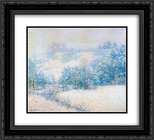 The Winter's Festival 22x20 Black Ornate Wood Framed Art Print Poster with Double Matting by Metcalf, Willard