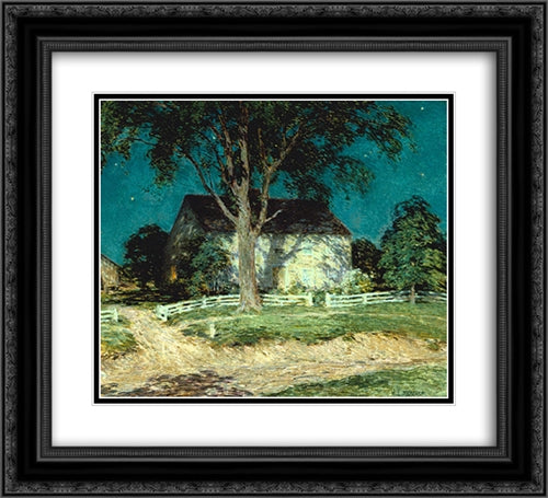 Old Homestead Connecticut 22x20 Black Ornate Wood Framed Art Print Poster with Double Matting by Metcalf, Willard