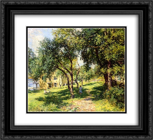 The Path 22x20 Black Ornate Wood Framed Art Print Poster with Double Matting by Metcalf, Willard