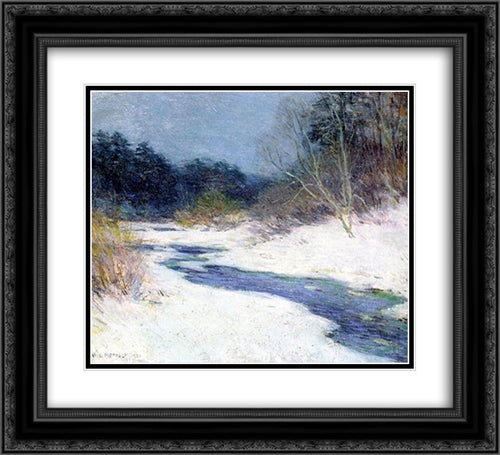 Thawing Brook 22x20 Black Ornate Wood Framed Art Print Poster with Double Matting by Metcalf, Willard