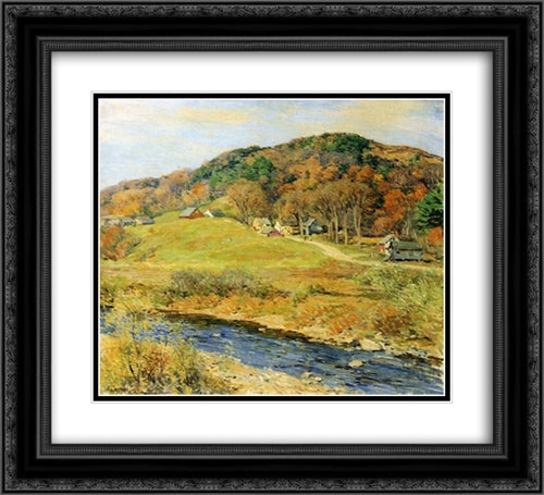 November Mist 22x20 Black Ornate Wood Framed Art Print Poster with Double Matting by Metcalf, Willard