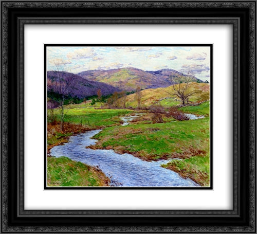 Swollen Brook (No. 2) 22x20 Black Ornate Wood Framed Art Print Poster with Double Matting by Metcalf, Willard