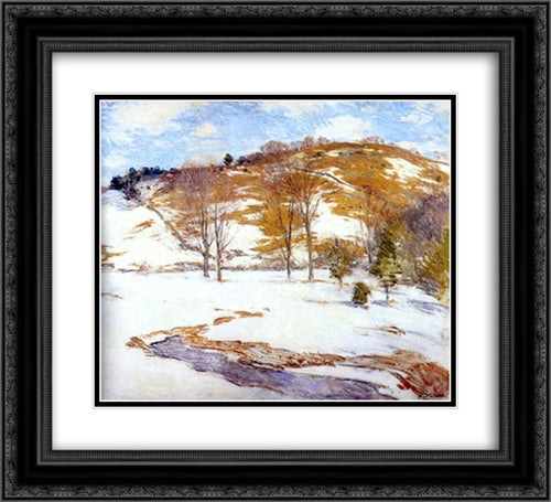 Snow in the Foothills 22x20 Black Ornate Wood Framed Art Print Poster with Double Matting by Metcalf, Willard