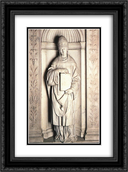 Pius 18x24 Black Ornate Wood Framed Art Print Poster with Double Matting by Michelangelo