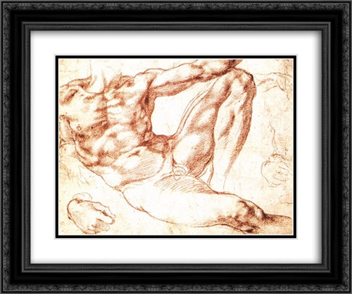 The Study of Adam 24x20 Black Ornate Wood Framed Art Print Poster with Double Matting by Michelangelo