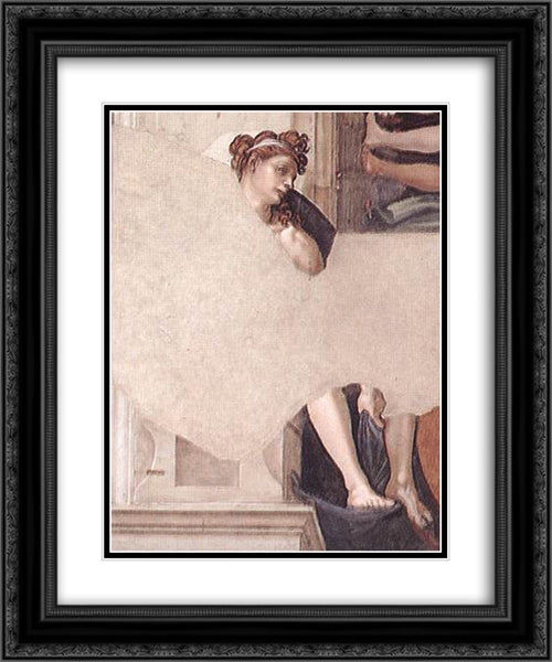 Ignudo 20x24 Black Ornate Wood Framed Art Print Poster with Double Matting by Michelangelo