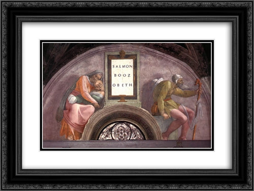 he Ancestors of Christ: Boaz, Obed 24x18 Black Ornate Wood Framed Art Print Poster with Double Matting by Michelangelo