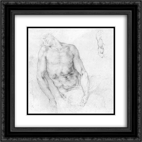Study to 'Pieta' 20x20 Black Ornate Wood Framed Art Print Poster with Double Matting by Michelangelo