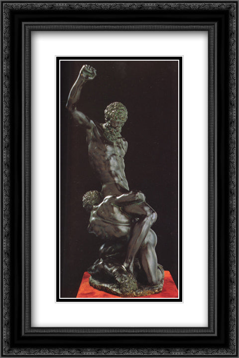 Samson and Two Philistines 16x24 Black Ornate Wood Framed Art Print Poster with Double Matting by Michelangelo