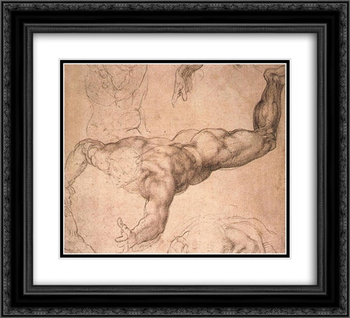 Study for 'The Last Judgement' 22x20 Black Ornate Wood Framed Art Print Poster with Double Matting by Michelangelo