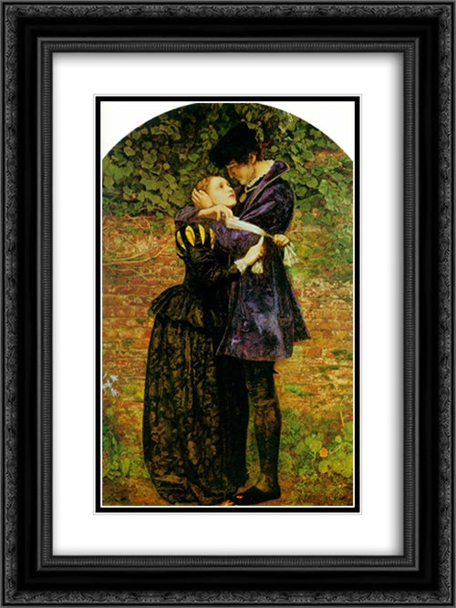 A Huguenot, on St. Bartholomew's Day, Refusing to Shield Himself from Danger by Wearing the Roman Catholic Badge 18x24 Black Ornate Wood Framed Art Print Poster with Double Matting by Millais, John Everett