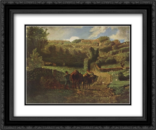 Manor farm Cousin in Greville 24x20 Black Ornate Wood Framed Art Print Poster with Double Matting by Millet, Jean Francois